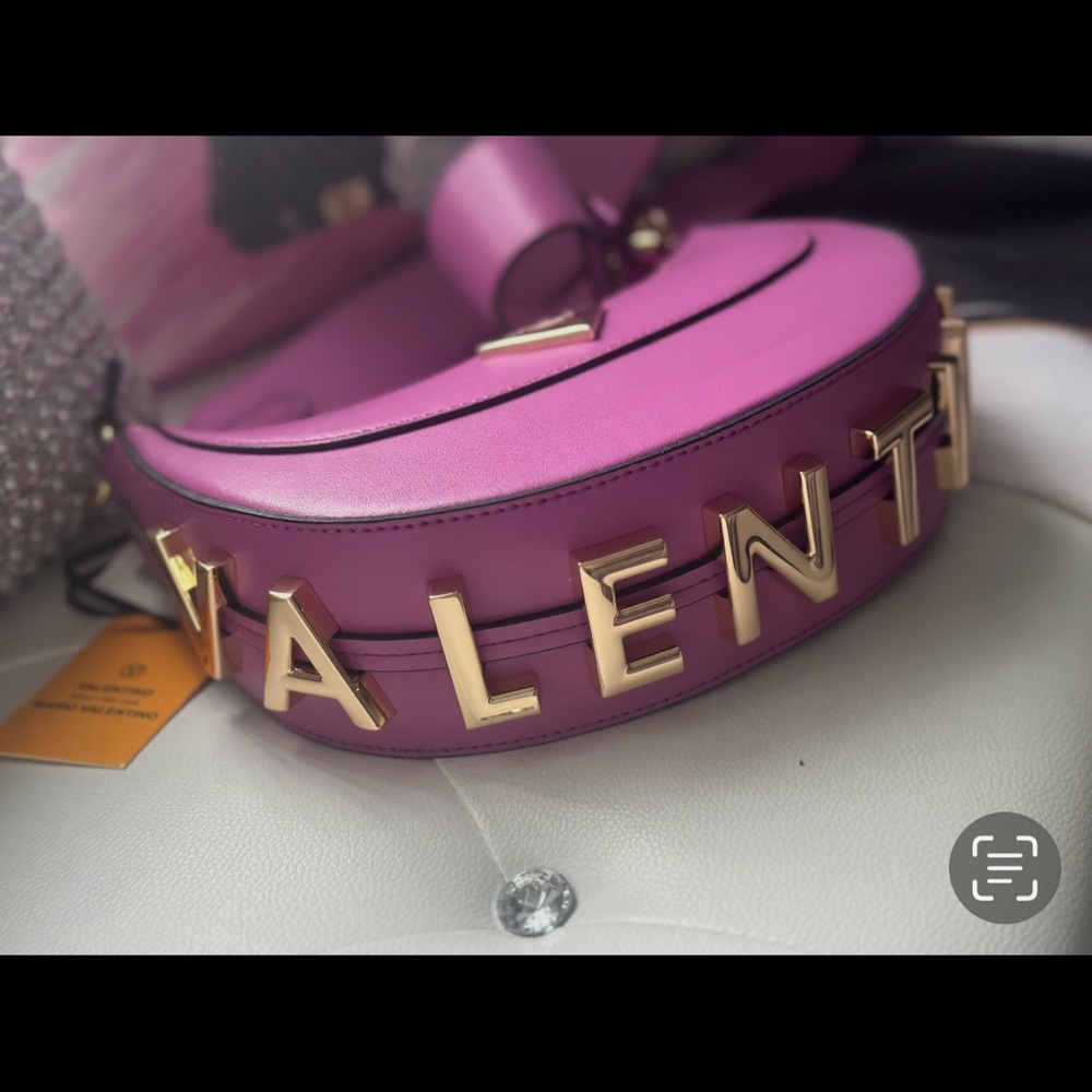 Valentino Vibrant Pink Crossbody with Gold Accents